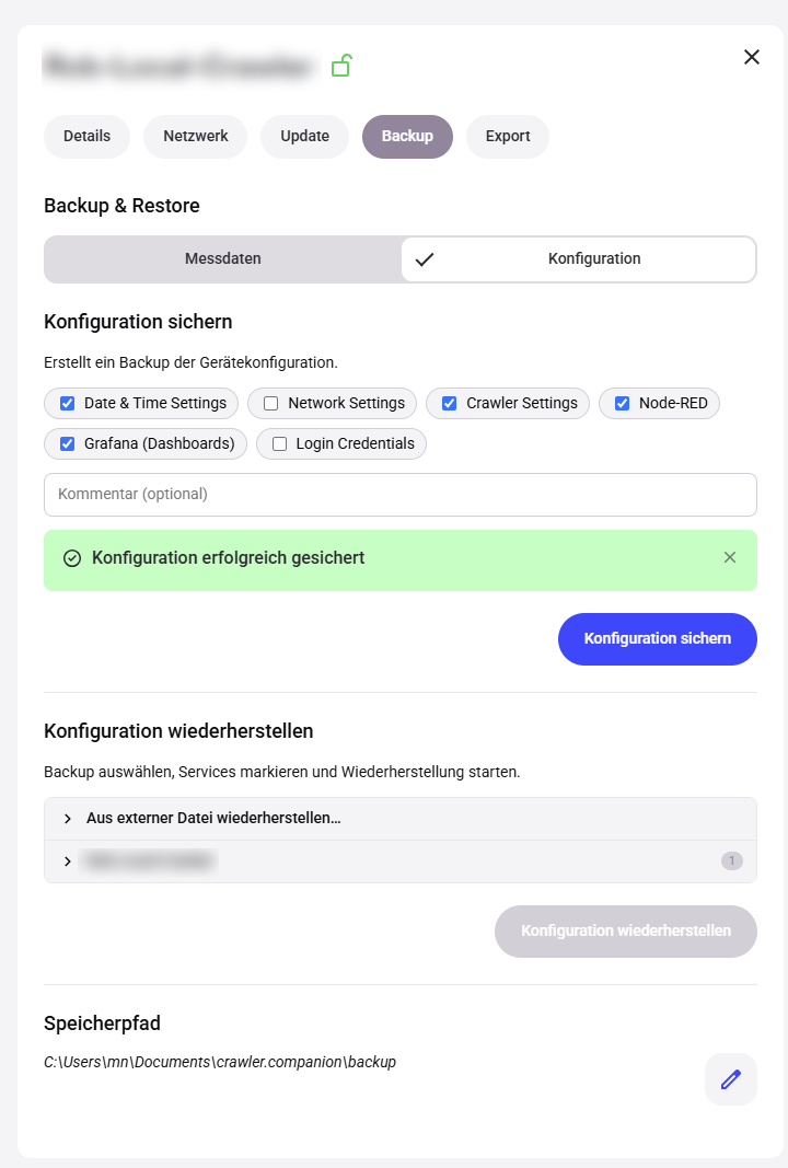 Configuration saved successfully — confirmation
