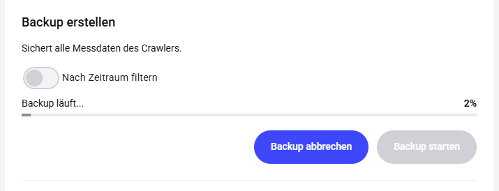 Backup running — progress indicator