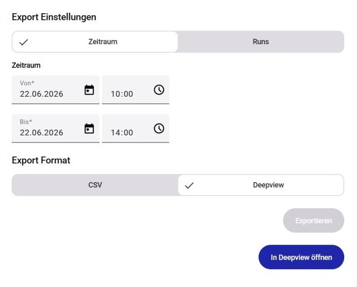 In Deepview öffnen button after export