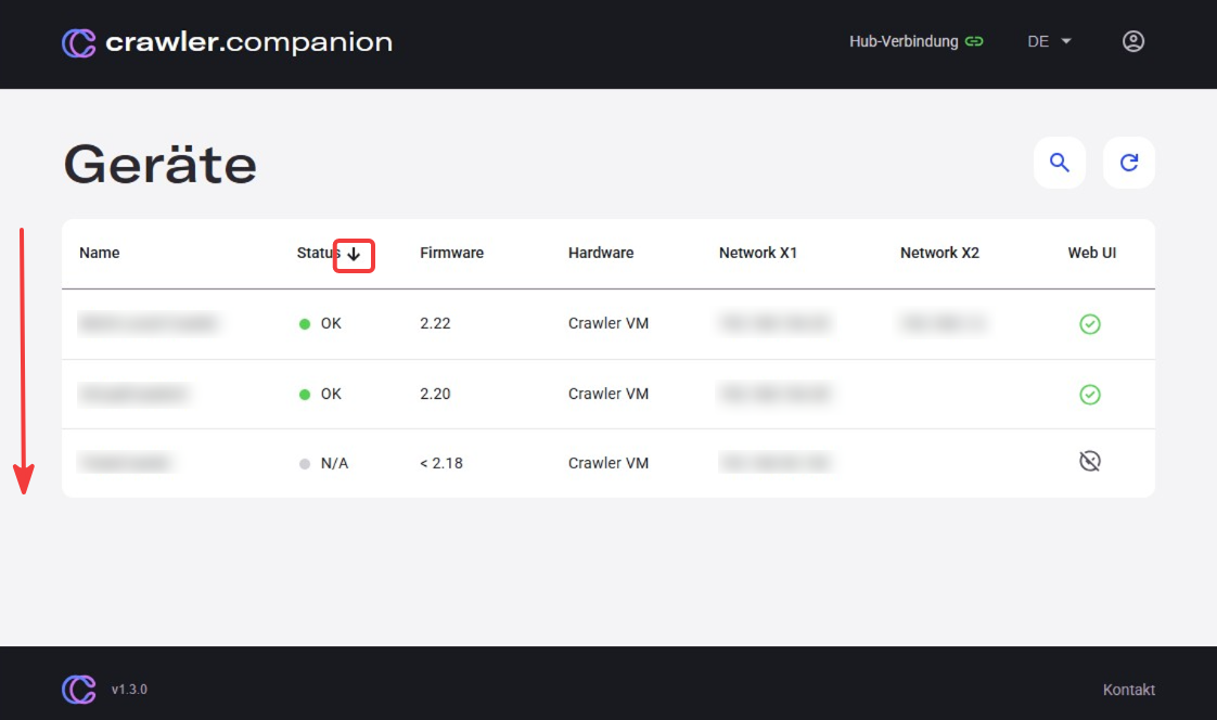 Crawler.Companion — sort by column