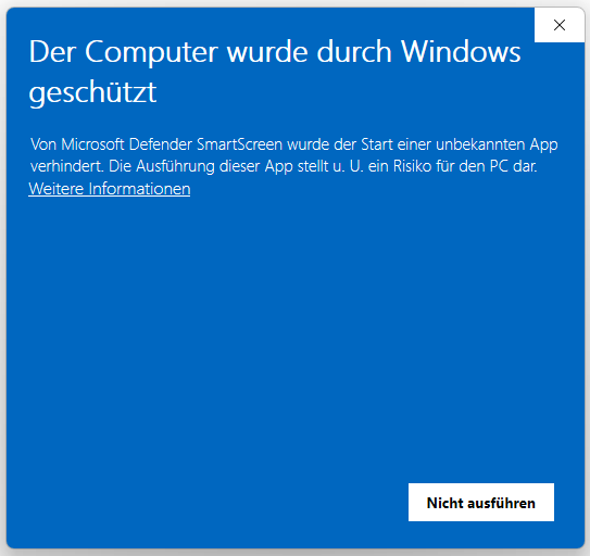 Windows SmartScreen warning