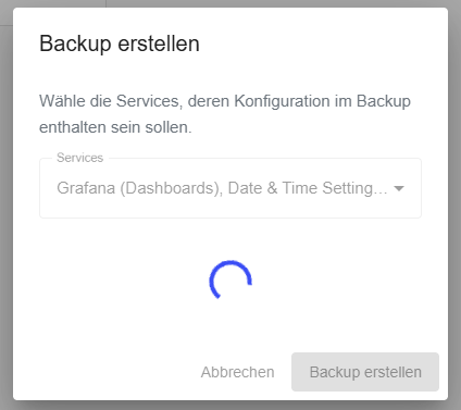 Backup creation in progress — loading indicator