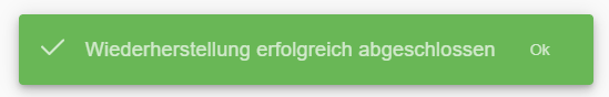 Confirmation: restore completed successfully