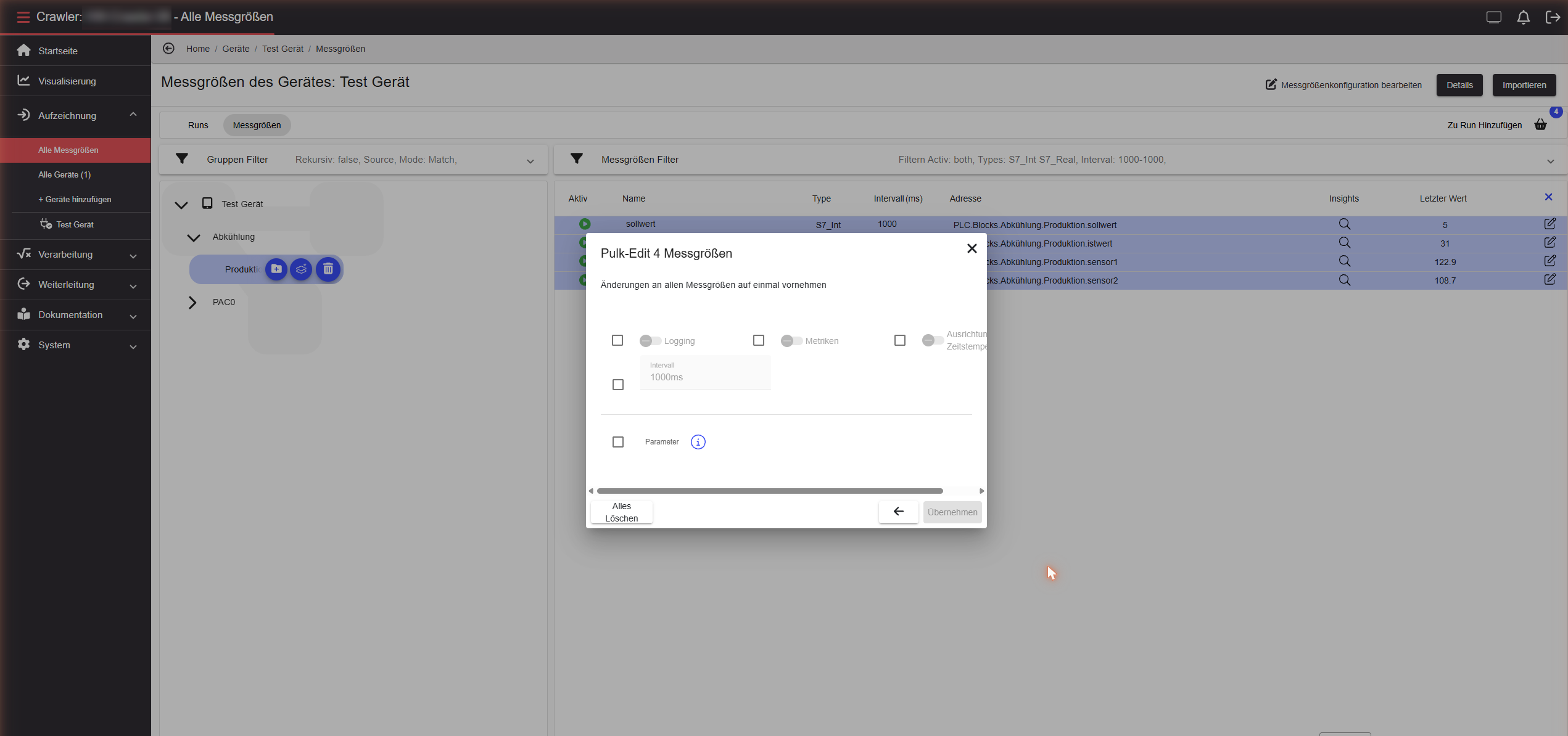 Bulk edit dialog