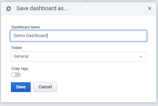 Save dashboard dialog