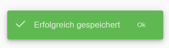 Successfully saved — confirmation message