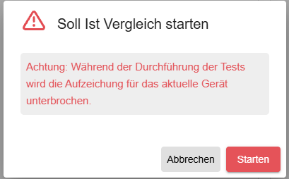 Warning: recording will be interrupted during the test