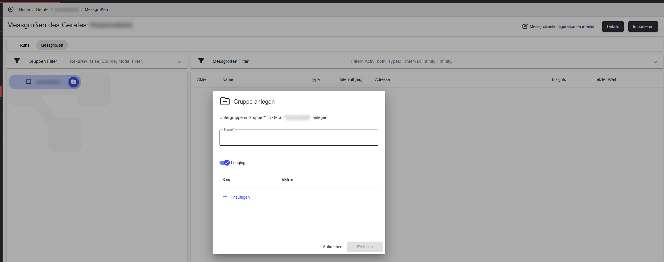 Create group dialog